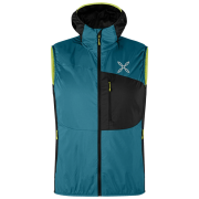 Herrenweste Montura Traccia Octa Hooded Vest schwarz/türkis SteelBlue/SunnyLime