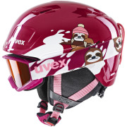 Kinder Skihelm Uvex Heyya Set lila berry-white sloth