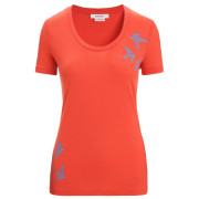 Damen-T-Shirt Icebreaker Women Tech Lite II SS Scoop Tee Swarming Shapes orange Vibrant Earth