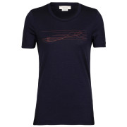 Damen-T-Shirt Icebreaker Tech Lite II SS Tee Ski Stripes dunkelblau midnight navy