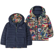 Kinderjacke Patagonia Baby Reversible Down Sweater Hoody - LCNE blau Let's Chat: New Navy