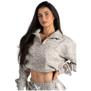 Damen-Sweatshirt Nebbia Half-Zip Leopard Sweatshirt Primal beige CREAM LEOPARD