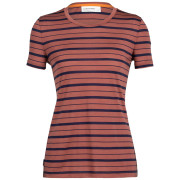 Damen-T-Shirt Icebreaker Women Wave SS Tee Stripe 2023 rot/schwarz grape