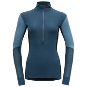 Damen-Rollkragenpullover Devold Wool Mesh Woman Half Zip Neck dunkelblau Flood