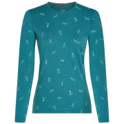 Damen-Funktionsshirt Icebreaker Women Merino 200 Oasis LS Crewe Snow Day hellblau Topaz/Hydro/Aop
