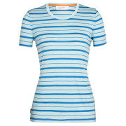Damen-T-Shirt Icebreaker Women Wave SS Tee Stripe 2023 blau haze