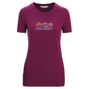 Damen-Funktionsshirt Icebreaker Women Tech Lite II SS Tee Mountain Geology lila Go Berry
