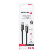 Lade- und Datenkabel Swissten Textile USB-C / USB-C 2 m schwarz černá