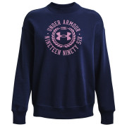 Damen-Sweatshirt Under Armour Rival Fleece Crest Grp Crew dunkelblau Midnight Navy/Jellyfish