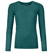 Damen-T-Shirt Ortovox 185 Merino Tangram Ls W grün pacific green