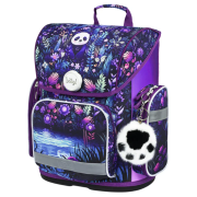 Schulrucksack für Unterstufe Baagl Ergo lila Jungle Panda