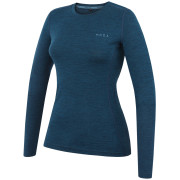 Damen-T-Shirt MOOA MerinoSilk 160 long blau lagoon blue melange