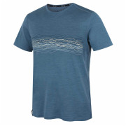 Herren-T-Shirt MOOA Merino Lyolite Waves 150 Short blau blue