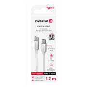 Lade- und Datenkabel Swissten Textile USB-C / USB-C 1,2 m silber stříbrná