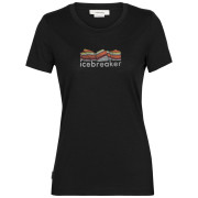Damen-T-Shirt Icebreaker Tech Lite II SS Tee Mountain Geology schwarz black