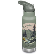 Kinder Thermoflasche Klean Kanteen Insulated Kid Classic Narrow 12oz (w/Flip Seal Sport Cap) grün mountain scape