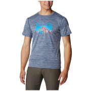 Herren-T-Shirt Columbia Zero Rules Short Sleeve Graphic Shirt blau/weiß Carbon Hthr, Fractal Peaks Graphic