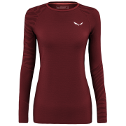 Damen-T-Shirt Salewa Cristallo Warm Amr W L/S Tee. rot/weiß Syrah