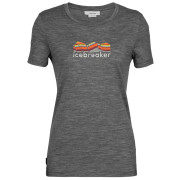 Damen-T-Shirt Icebreaker Tech Lite II SS Tee Mountain Geology grau gritstone heather