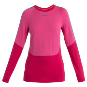 Damen-T-Shirt Icebreaker W Mer 200 Sonebula LS Crewe 2023 rosa Elctrnpnk/Tempo/Flxgrn/Cb