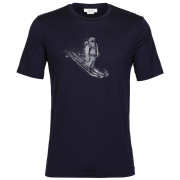 Herren-T-Shirt Icebreaker Tech Lite II SS Tee Skiing Yeti dunkelblau midnight navy