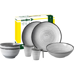 Geschirrset Brunner Tivoli Set tete-a-tete weiß/schwarz