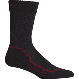 Herrensocken Icebreaker Mens Hike+ Light Crew (2020) schwarz JetHthr/Red/Black