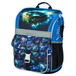 Schulrucksack für Unterstufe Baagl Zippy blau/schwarz Závodní auto