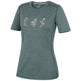Damen-T-Shirt MOOA Merino Lyolite Bloom 150 Short türkis dusty teal
