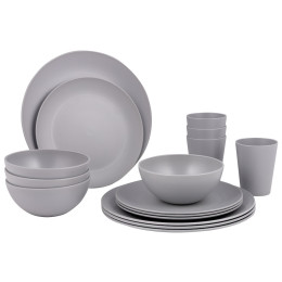 Geschirr Bo-Camp Tableware Renew RPET 16pcs grau gray