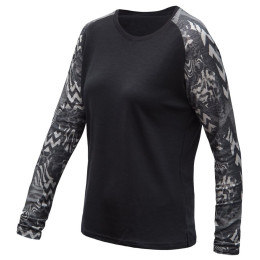 Damen-Funktionsshirt mit langen Ärmeln Sensor Merino Blend Impress schwarz/grau černá/zebra