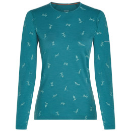 Damen-Funktionsshirt Icebreaker Women Merino 200 Oasis LS Crewe Snow Day hellblau Topaz/Hydro/Aop