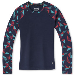 Damen-Funktionsshirt Smartwool W Merino 250 Baselayer Pattern Crew Bxd blau/rot DeepNavyPinwheel