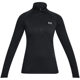 Damen-Funktionsshirt Under Armour Tech 1/2 Zip - Solid schwarz Black / Black / Metallic Silver