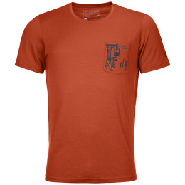 Herren-T-Shirt Ortovox 185 Merino Way To Powder Ts M orange desert orange