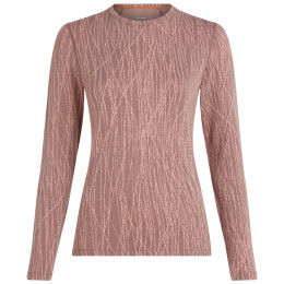 Damen-Funktionsshirt Icebreaker Women Merino 260 Tech Vertex LS Crewe Delta Lines AOP braun Summit/Blush/J
