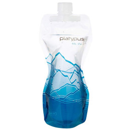 Flasche Platypus Soft Bottle 0,5L Closure blau/weiß Mountains
