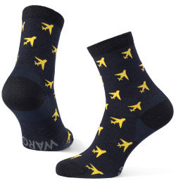 Socken Warg Happy Merino M Airplane blau/gelb Navy/Yellow