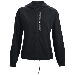 Damenjacke Under Armour Woven FZ Jacket schwarz Black / Black / White