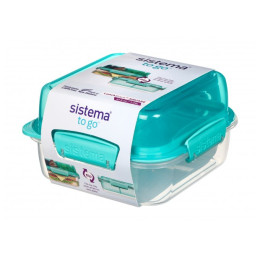 Lebensmittelbox Sistema Lunch Stack To Go Square 1,24l türkis mint