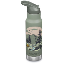 Kinder Thermoflasche Klean Kanteen Insulated Kid Classic Narrow 12oz (w/Flip Seal Sport Cap) grün mountain scape