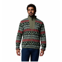 Herren-Sweatshirt Columbia Sequoia Grove™ Ii Fz Printed Fleece dunkelgrün Greenscape Wizard Island