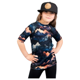 Kinder-T-Shirt Drexiss All Alpine Peaks Coolmax blau/orange