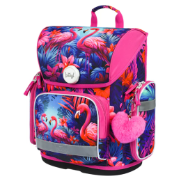 Schulrucksack für Unterstufe Baagl Ergo rosa Plameňáci