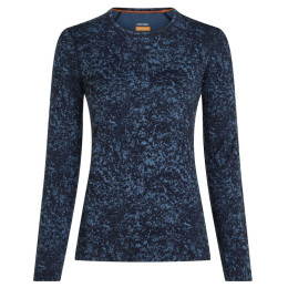 Damen-Funktionsshirt Icebreaker Women M 200 Oasis LS Crewe Moss BloomAOP blau/schwarz Midnvy/Dawn/Aop
