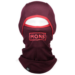 Kapuzenmütze Mons Royale Santa Rosa Hinge Balaclava Box weinfarbe Burgundy