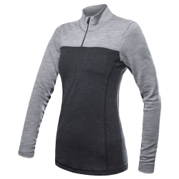 Damen-Funktionsshirt Sensor Merino Bold dl. rukáv zip grau anthracite/cool gray
