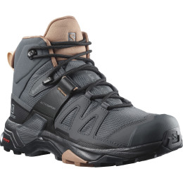 Damen Wanderschuhe Salomon X Ultra 4 Mid Wide GTX W grau/braun ebony/moc