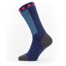 Wasserdichte Socken SealSkinz Waterproof Warm Weather Mid Length with Hydrostop blau/rot NavyBlue/Gray/Red