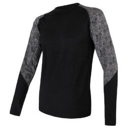 Herren-Funktionsshirt Sensor Merino Impress Langarm schwarz/grau Blk/Skulls